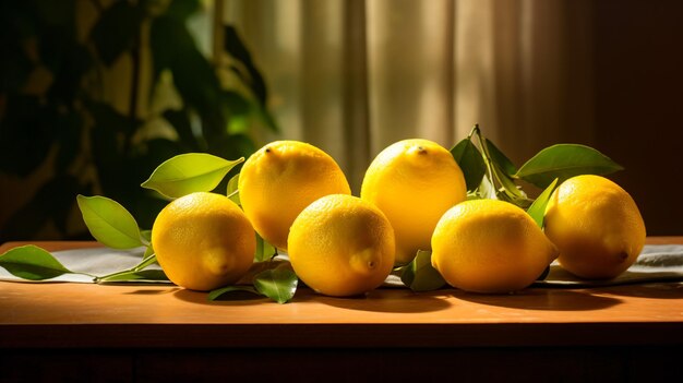 un montón de limones sentados en una mesa