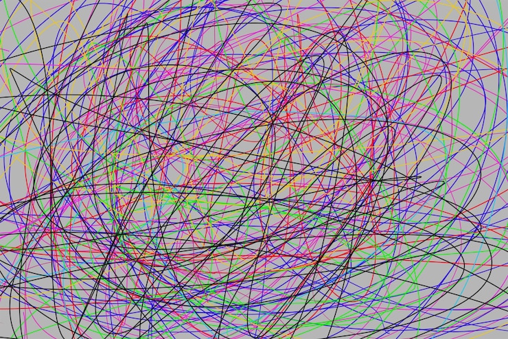 Foto un montón de líneas dibujadas caóticamente telón de fondo abstracto