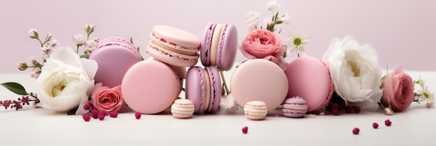 Un montón de macarons sentados encima de una mesa Imagen digital Decoración de bodas