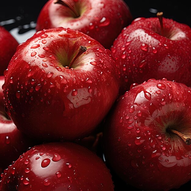 Foto un montón de manzanas con gotas de agua en ellas