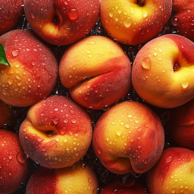 Un montón de manzanas con gotas de agua sobre ellas.