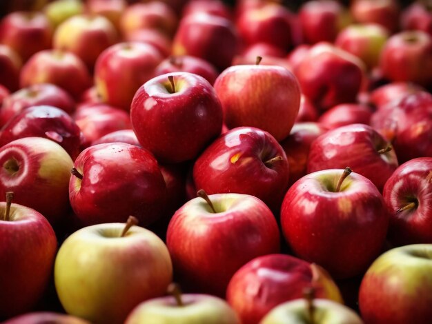 Foto un montón de manzanas rojas están en una canasta con una que tiene una manzana verde en ella