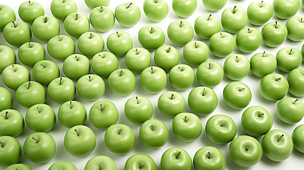 Un montón de manzanas verdes están dispuestas en una cuadrícula.