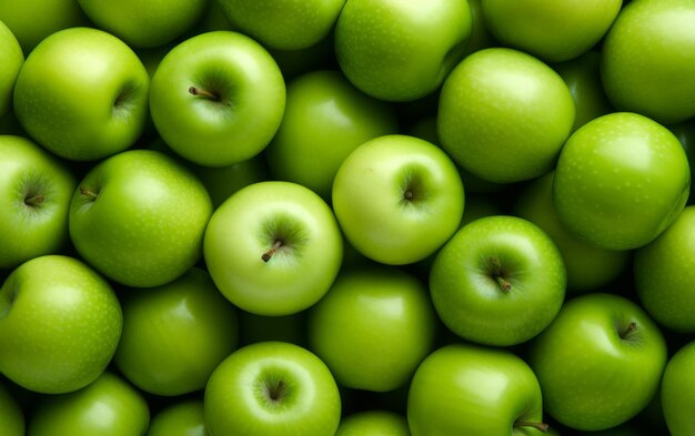 Un montón de manzanas verdes