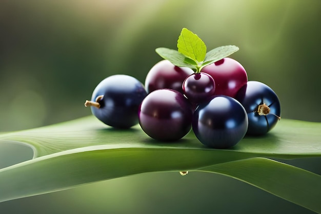 Un montón de moras en una hoja