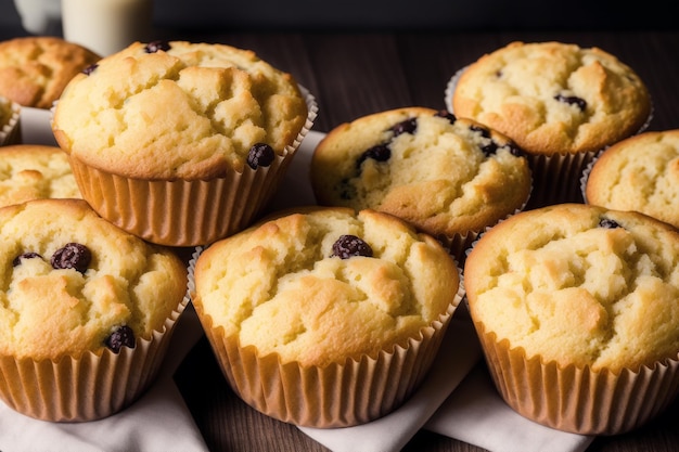 Un montón de muffins en una mesa