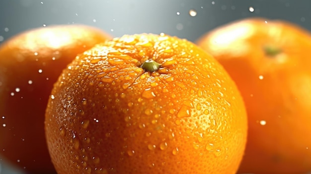 Un montón de naranjas con gotas de agua sobre ellas.