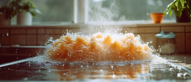 un montón de naranjas que se están lavando en el agua