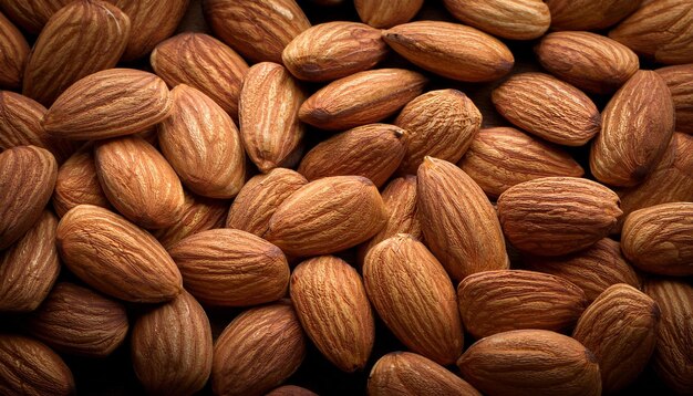un montón de nueces, incluidas las almendras