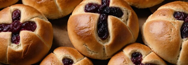 Foto un montón de pan con una cruz en él