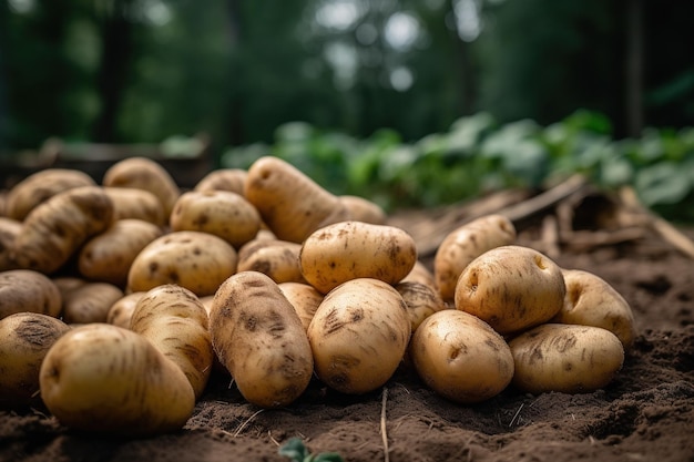 Un montón de papas en el suelo