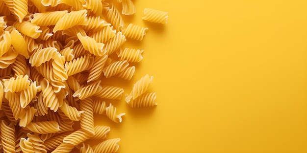 Un montón de pasta sobre un fondo amarillo