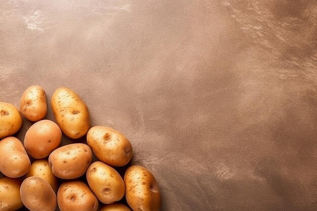 Foto un montón de patatas frescas en una superficie marrón