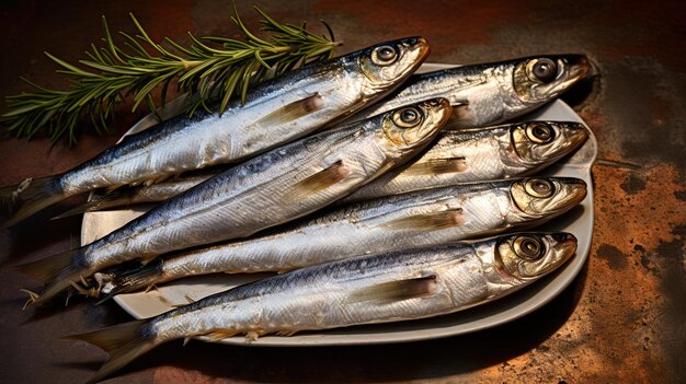 un montón de peces que están en un plato