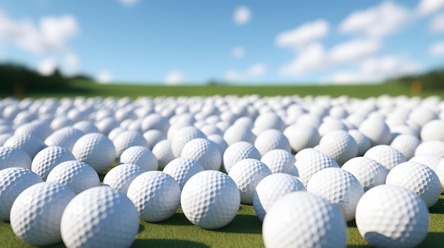 Montón de pelotas de golf concepto 3d