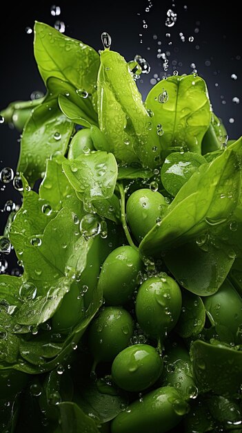 Foto un montón de pimientos verdes con gotas de agua en ellos