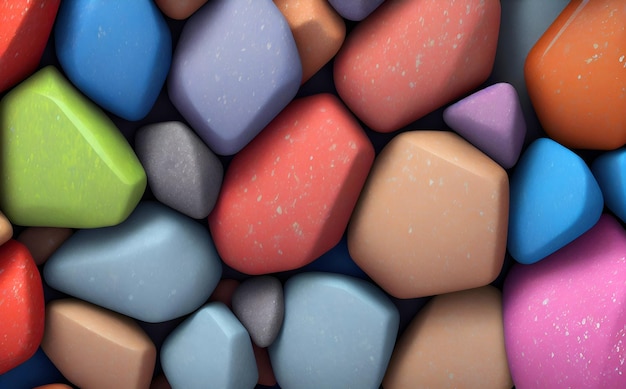 Un montón de rocas de colores.