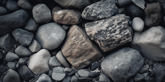 Un montón de rocas con una cruz