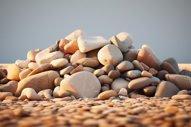 Foto un montón de rocas en una playa