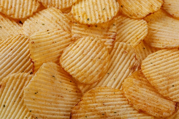 Un montón de textura de papas fritas de cerca