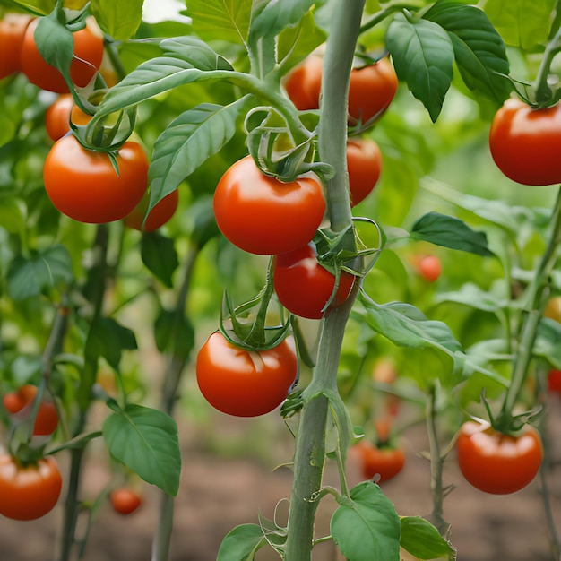 un montón de tomates cereza creciendo en una planta