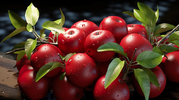 un montón de tomates rojos con gotas de agua en ellos