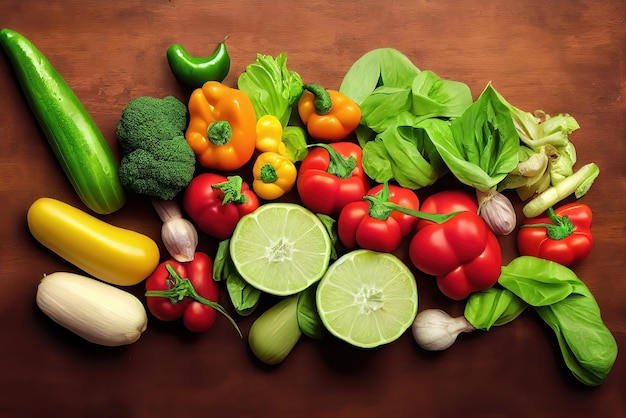 Un montón de verduras en una mesa