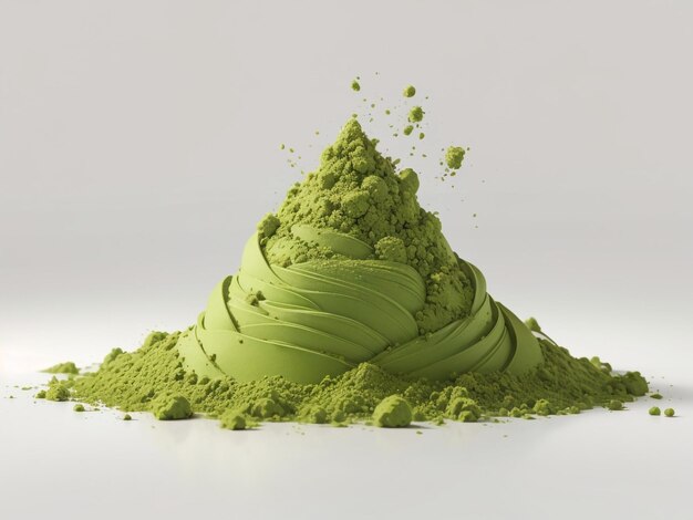 Foto un montón vibrante de matcha verde en polvo aislado sobre un fondo transparente