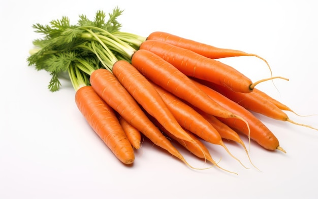 Montón de zanahorias aislado sobre fondo blanco.