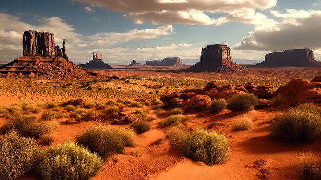 Monument Valley Arizona EUA cor brilhante Generative Ai