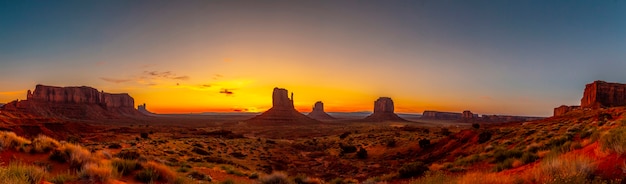 Monument Valley Silhouette am schönen August Sonnenaufgang, Utah