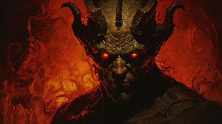 Foto monumental evil uma ilustração hiperdetalhada de um demônio malvado com olhos brilhantes