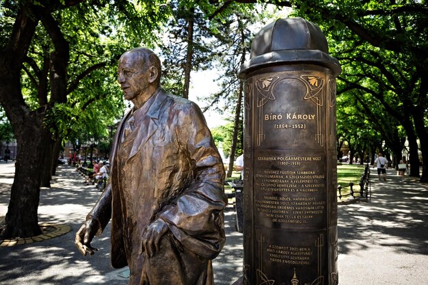 Monumento al ingeniero húngaro Biro Karoly en el centro de la ciudad de Subotica Serbia