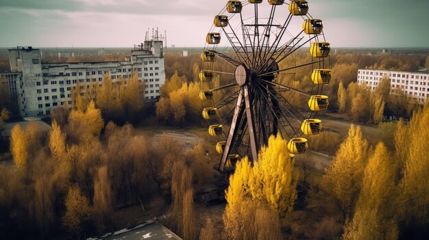 Foto monumento a la catástrofe nuclear en la ciudad generative ai