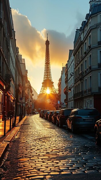 Foto monumento de la ciudad de parís, francia torre eiffel