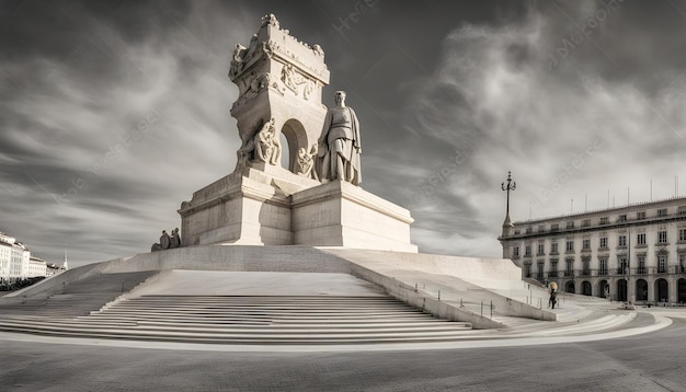 Foto un monumento con una estatua de un hombre y una mujer en él