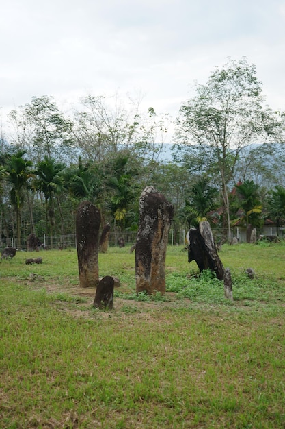 Monumento megalítico de Menhir ubicado en Sumatra Occidental, Indonesia