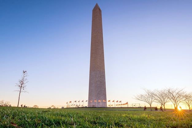 Foto monumento a washington en washington, dc al atardecer