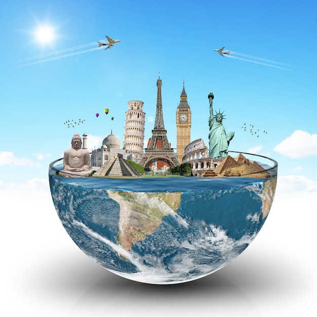 Monumentos del mundo en un vaso de agua