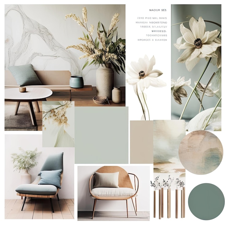 Foto moodboard für innenarchitektur