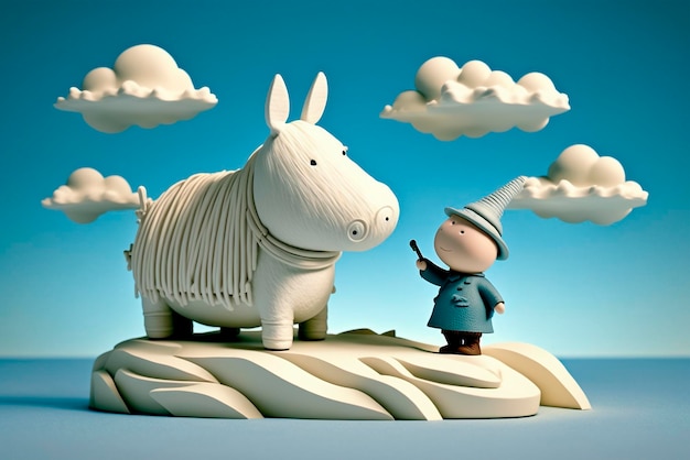 Moomin e Little My em Cloud in Plains 3d Cartoon Style Gerado por Ai