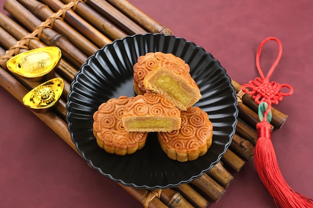 Moon Cake, bocadillo tradicional chino popular durante el festival del medio otoño.