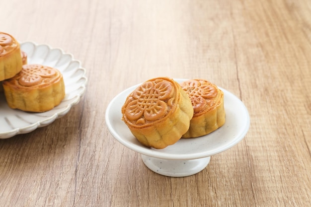 Moon Cake, lanche tradicional chinês popular durante o festival do meio do outono.