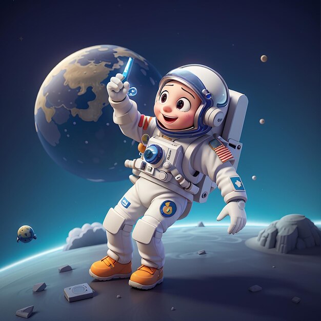 Moon Dab Cartoon Vector Icon de Astronautas Dabbing no Espaço Ilustração de Ficção Científica Premium