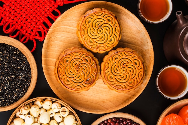 Mooncake, comida chinesa do festival de meados do outono.