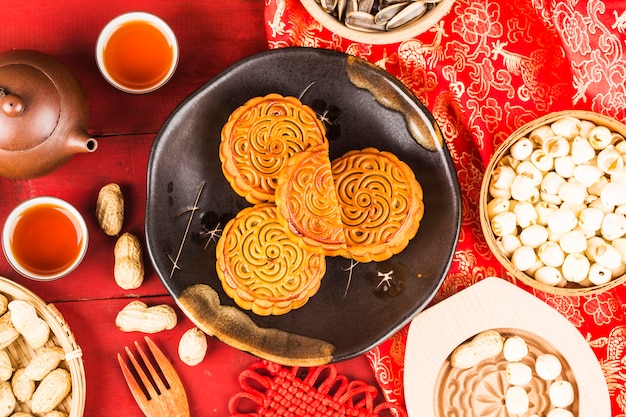 Mooncake, comida chinesa do festival de meados do outono.
