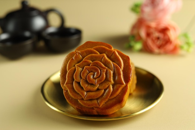 Mooncake es una panadería tradicional china que a menudo se come en el Festival del Medio Otoño o en la apreciación lunar