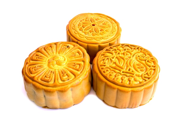 Mooncakes isolado no fundo branco.