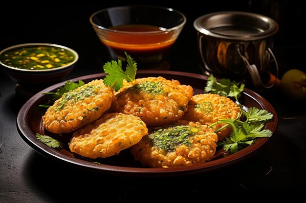 Moong Dal Kachori saboroso comida frita tradicional indiana kachori fotografia de imagem