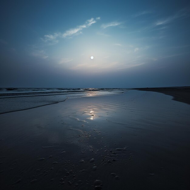 Foto moonrise serenity minimalist seascape